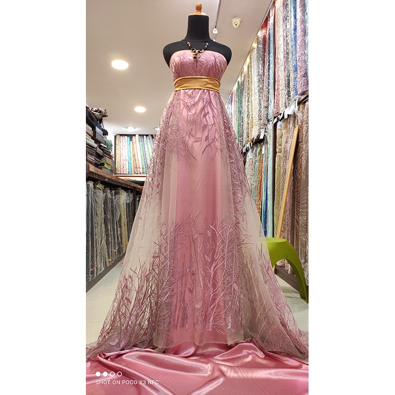 Kain Tile Lace Akar Bridesmaid Pink