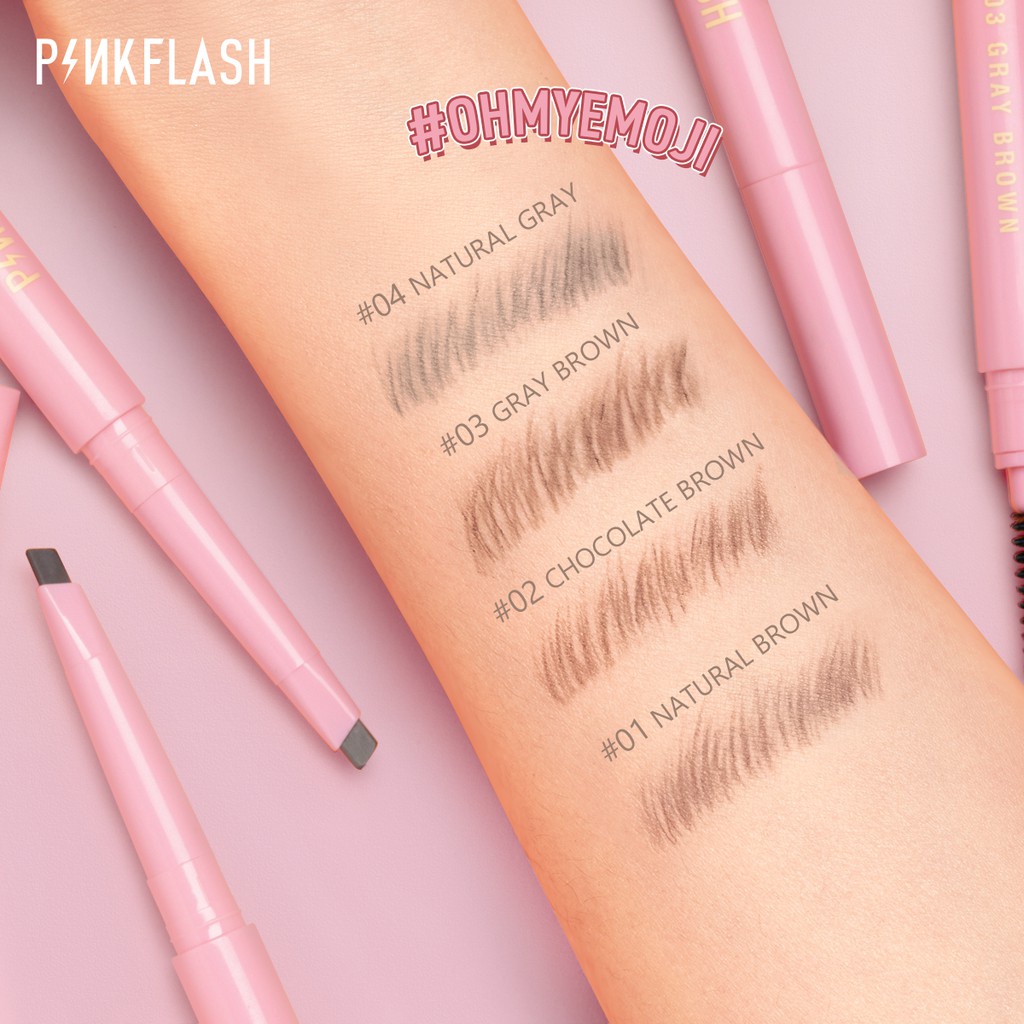 {LB} PINKFLASH Automatic Eyebrow Pencil Lasting 8 hours Waterproof Pigmented Easy Blend Soft - BPOM