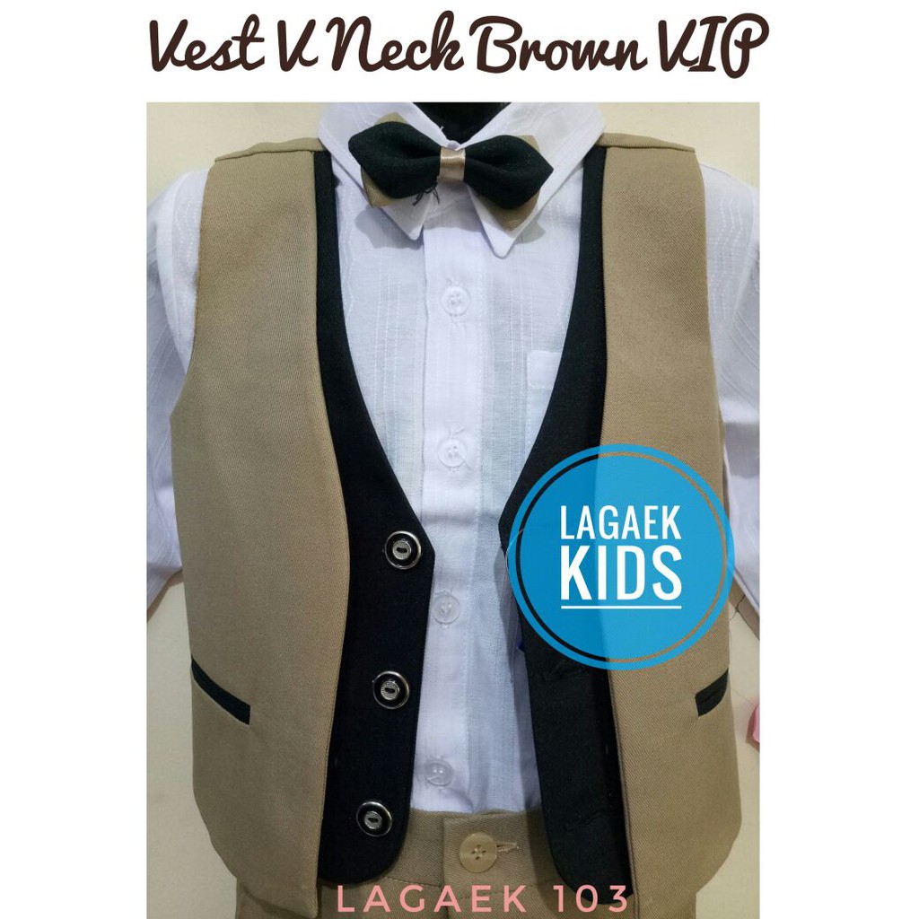 Setelan Vest Anak Laki Lengkap Usia 3 6 9 bulan 1 2 3 4 Tahun Vest GOLD PREMIUM - Setelan Pesta Anak Vest COKLAT Gold Tuxedo