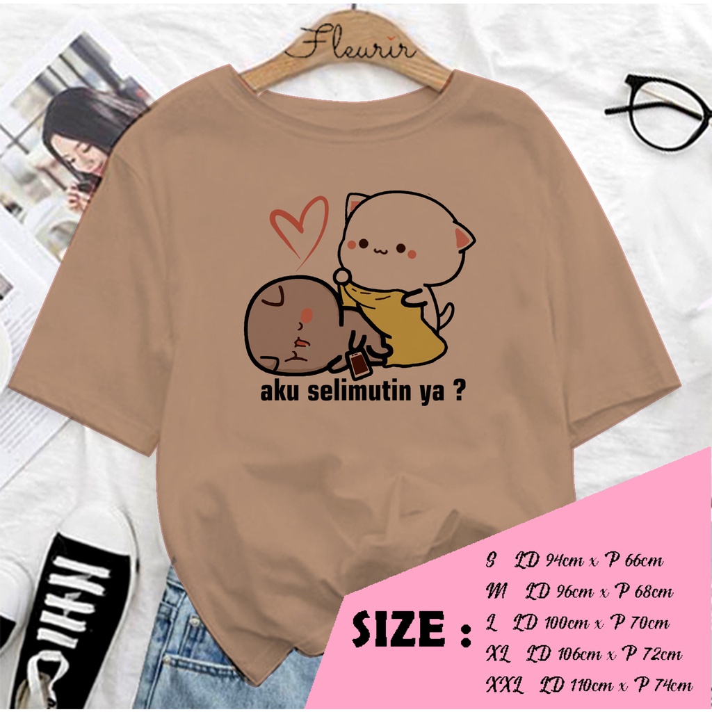 FLEURIR - COD KAOS PEACH SELIMUT WANITA PRIA REMAJA DEWASA UNISEX TSHIRT JUMBO