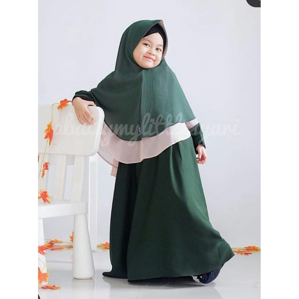 PROMO IYORA SYARI KIDS BO MOSSCRAPE 4-6 Tahun Gamis Syari Set Hijab Anak Perempuan Gamis Anak Murah