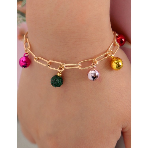 LRC Gelang Fashion Bells Christmas Bell Chain Bracelet Q49488