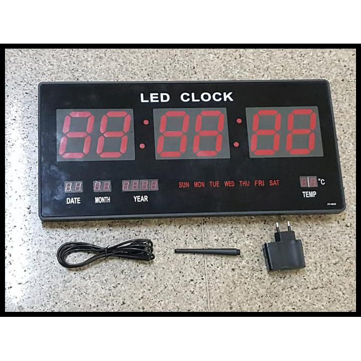 DIGITAL LED CLOCK XY-4622 ( UKURAN : 46CM X 22CM ) LED MERAH