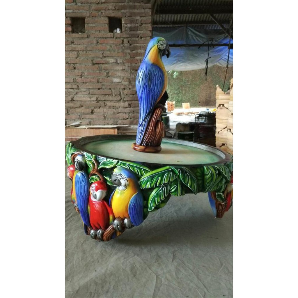 Tebok Lovebird Ukir 3D Motif Burung Lovebird - Sangkar Burung Lovebird