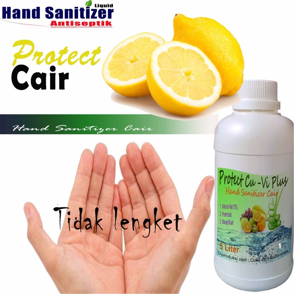 protect lemon hand sanitizer cair alkohol 70% kualitas terjamin varian 500ml 1 liter dan 5 liter(OC)