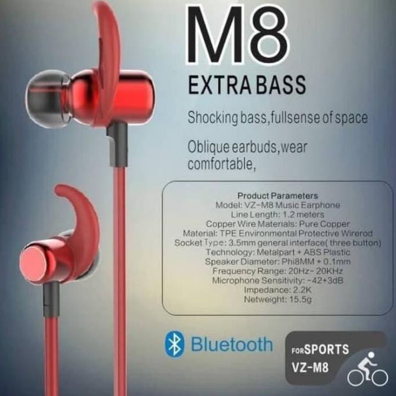 Headset Bluetooth M8 Vizz Wireless Earphones Vizz