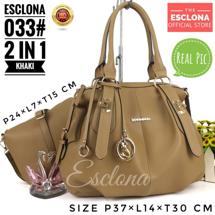 Hand Bag Wanita BATAM IMPORT KERJA ESCLONA 033 KHAKI Promo Trendy Clutch Tas Wanita Sling Bag New Ar