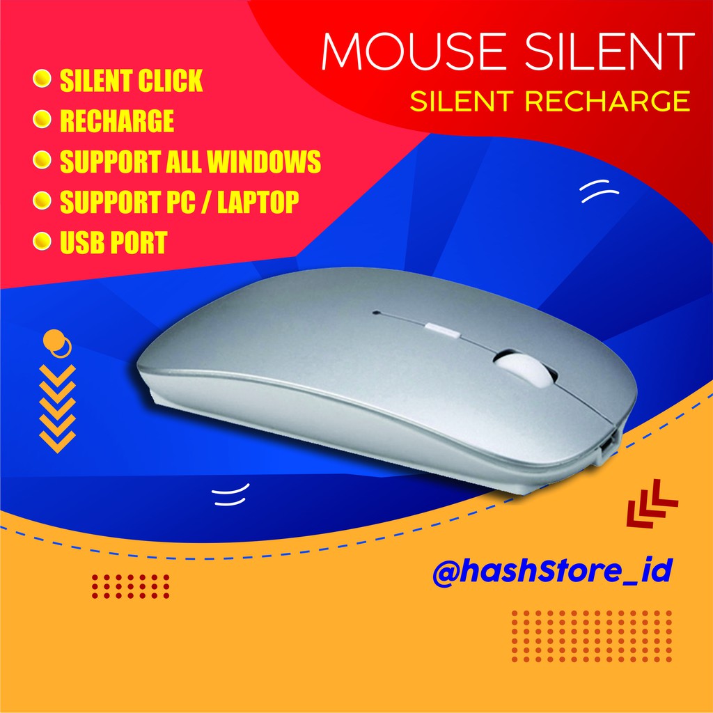 MOUSE WIRELESS SILENT CLICK RECHARGEABLE - SILVER