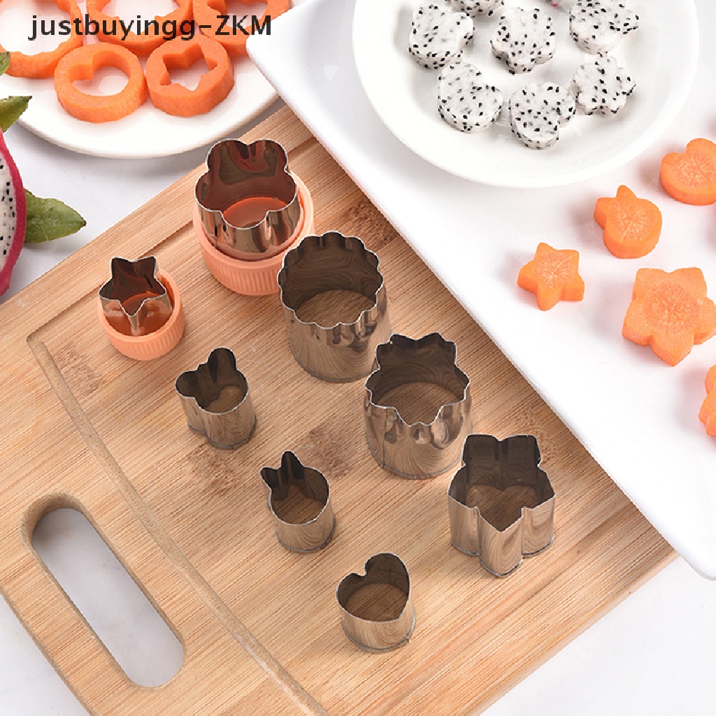 8pcs / set Alat Pemotong Sayuran Buah Portabel Bahan Stainless Steel Gagang Plastik Untuk Dapur