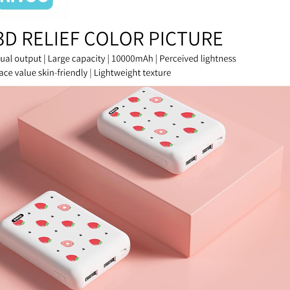 ➻ KIVEE powerbank 10000 mAh murah cute pink power bank Dual USB LED portable ✲