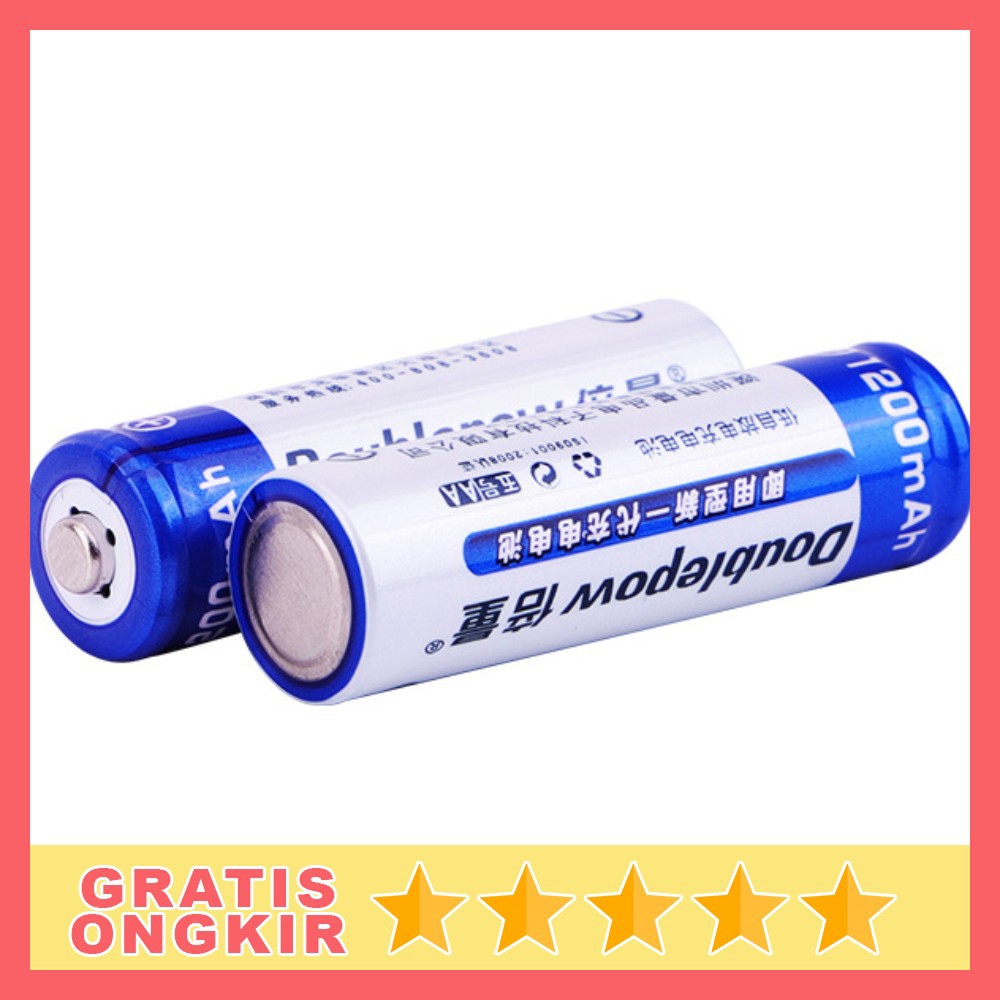 DOUBLEPOW Batu Baterai Alkaline AA Rechargeable 1200 &amp; 3000 mAh 1 PCS