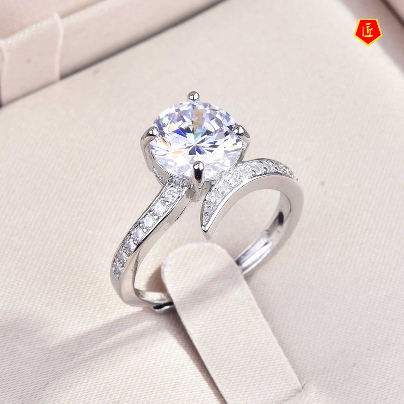 [Ready Stock]Fashion Elegant Pt950 Natural Moissanite Ring