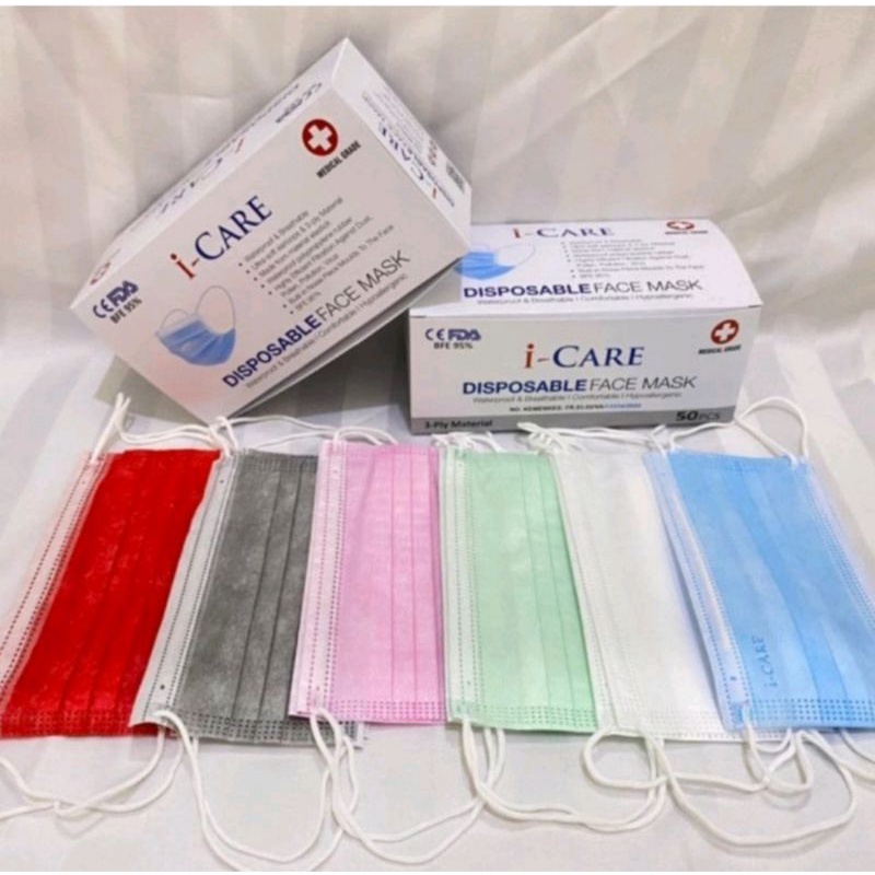 Masker Medis 3Ply Putih Disposable Surgical Earloop - Masker Hitam Earloop Bedah Medis