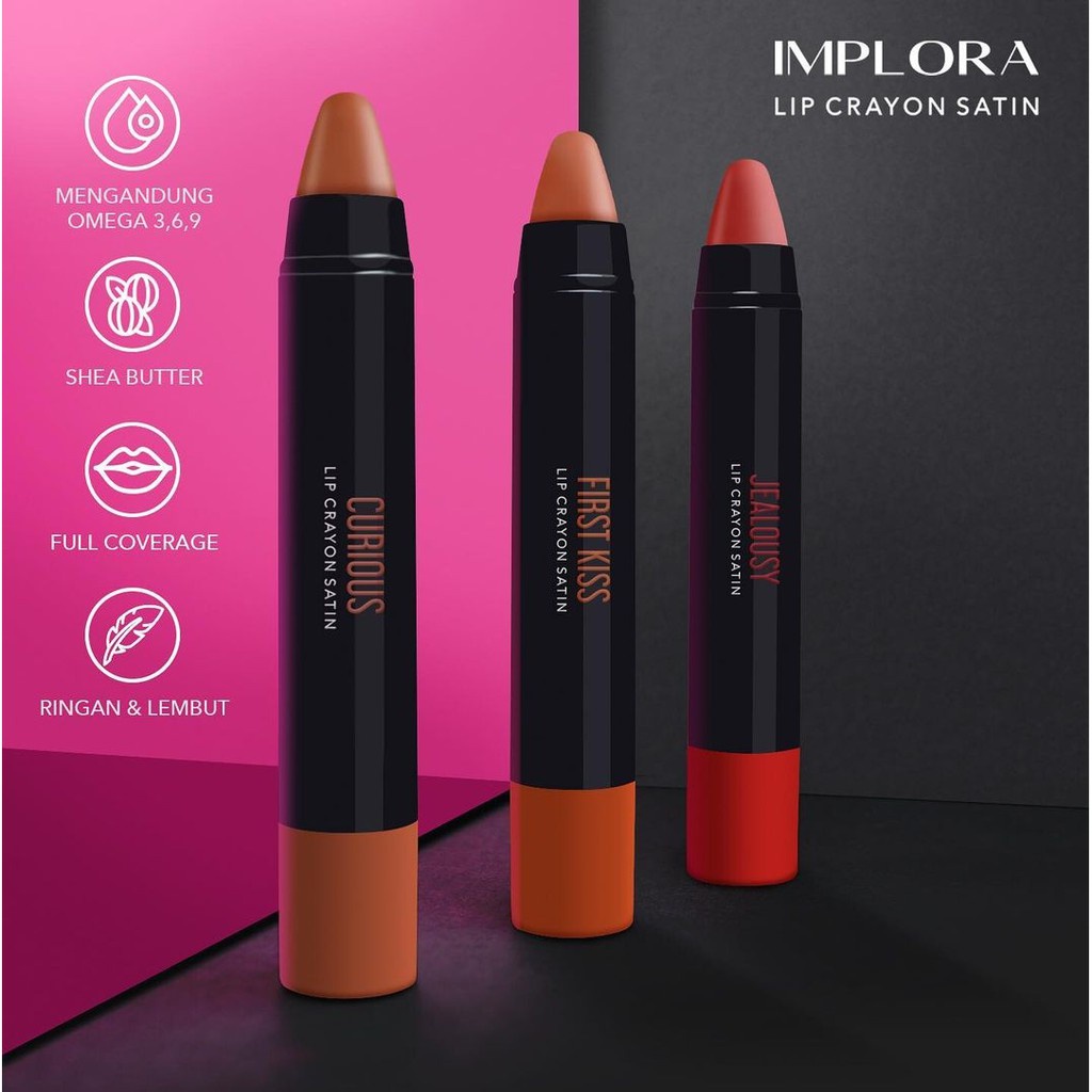 ❤ IMPLORA Lip Crayon Satin | Lipstick | Lip Cream | Lipcream | Lipcrayon BPOM  ❤
