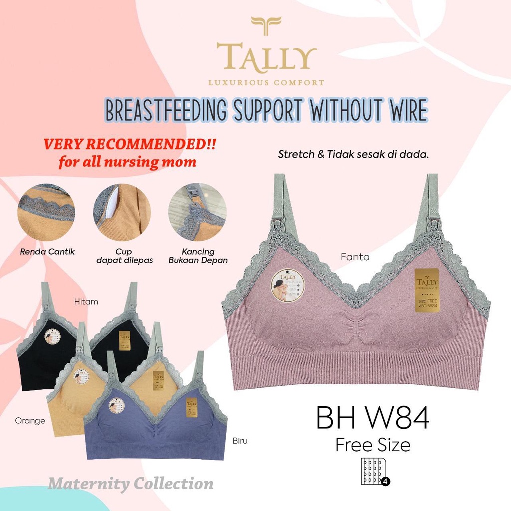 TALLY W84 BRA BH MENYUSUI DV RENDA FREE SIZE ADA BUSA  TANPA KAWAT  BAHAN RAJUT HALUS BKT