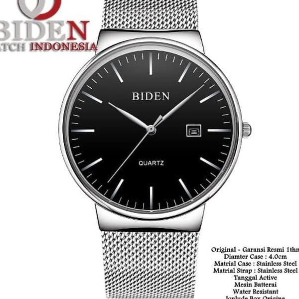 Jam Tangan Pria Wanita Biden Original 020 - Silver Screen Black unisex