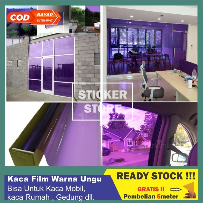 Jual Stiker Kaca Film Sticker Kaca Jendela Rumah Riben Warna Ungu Kaca Vilm Mobil Rayban Purple