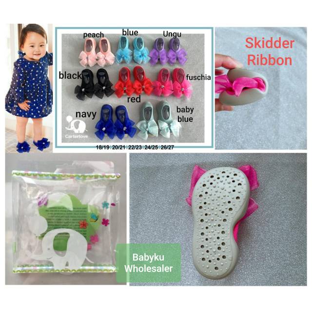 Skidder shoes anak perempuan / sepatu karet anak / sepatu skidder pita