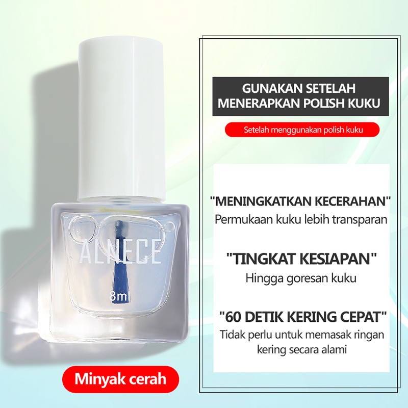 ALNECE 【Bisa Sholat✔️】 Perawatan Kutek peel off Baseminyak kilap minyak dasar halal muslimah kuku