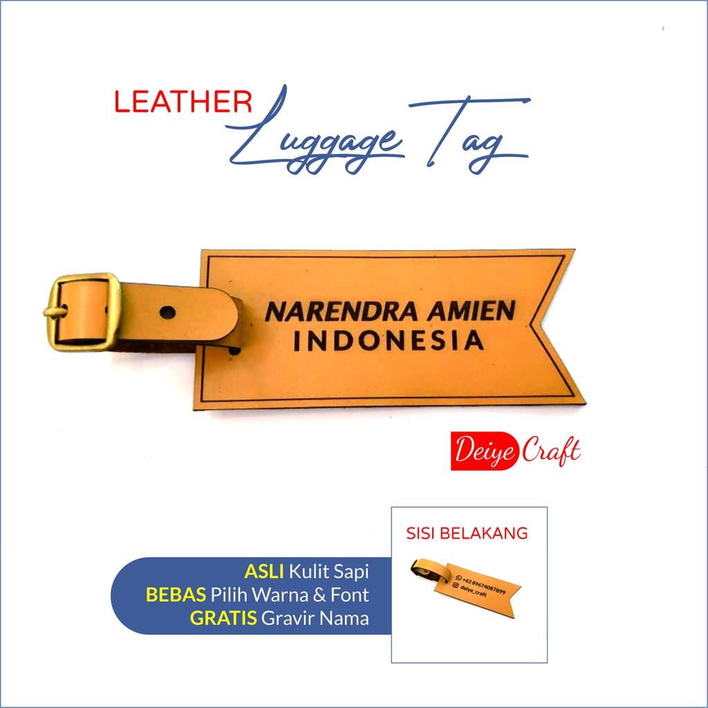 PERSONALIZED LUGGAGE TAG Bag Tag Custom Name Tag Kulit Koper Tag Travel Bag