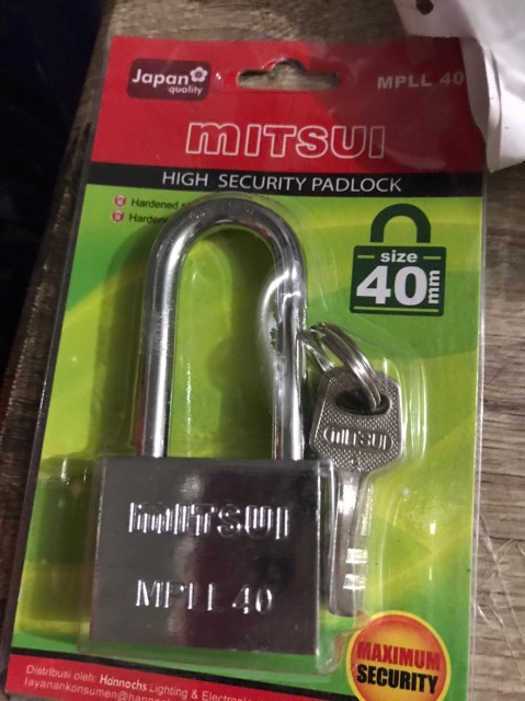 Mitsui Gembok Baja Size Panjang Mpll 40mm - Silver