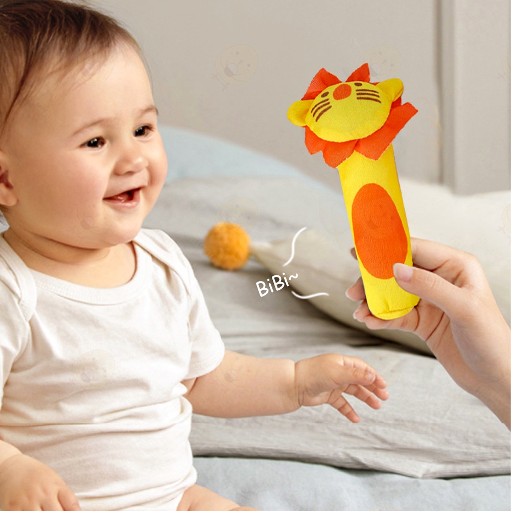 Poney Mainan Tangan Bayi bunyi Mainan rattle stick bayi motif hewan lucu