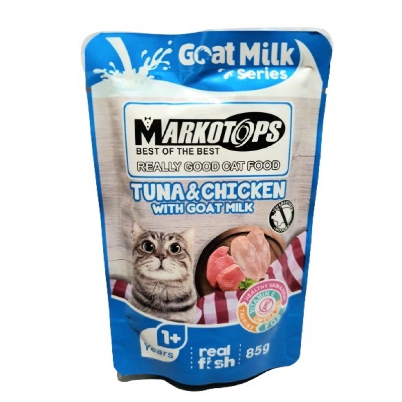 Markotops pouch SACHET 85gr goat milk susu mother kitten &amp; adult kucing makanan basah cat