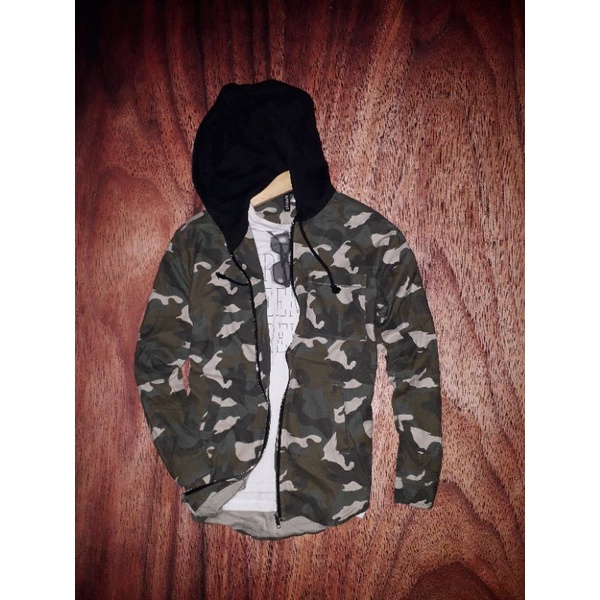 jaket flanel hoodie h&m second original