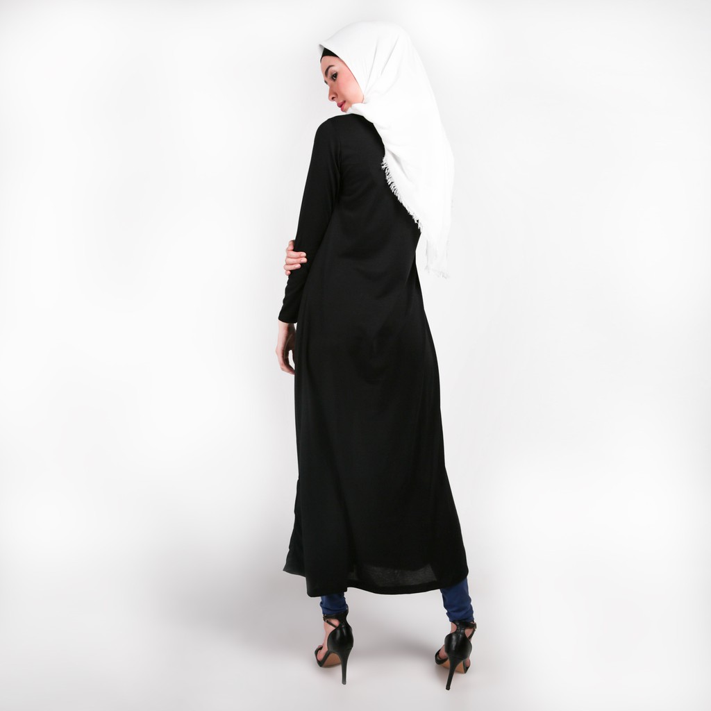 Baju Gamis Wanita Gamis Jumbo Polos L - XXXL Bahan Misty HITAM PREMIUM