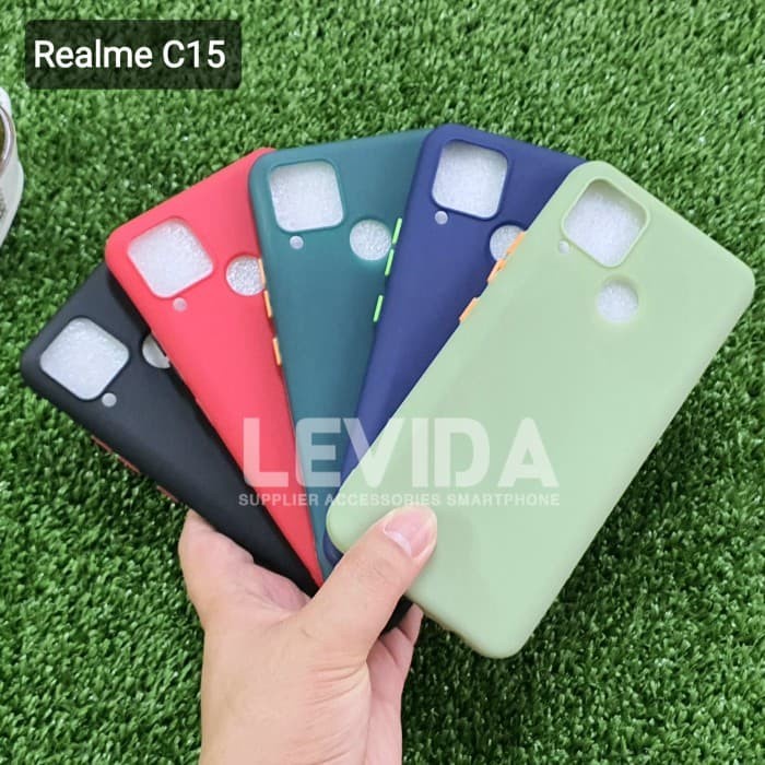 CASE BABY SKIN MACARON + PROTECT CAMERA REALME C15 SOFTCASE - FA