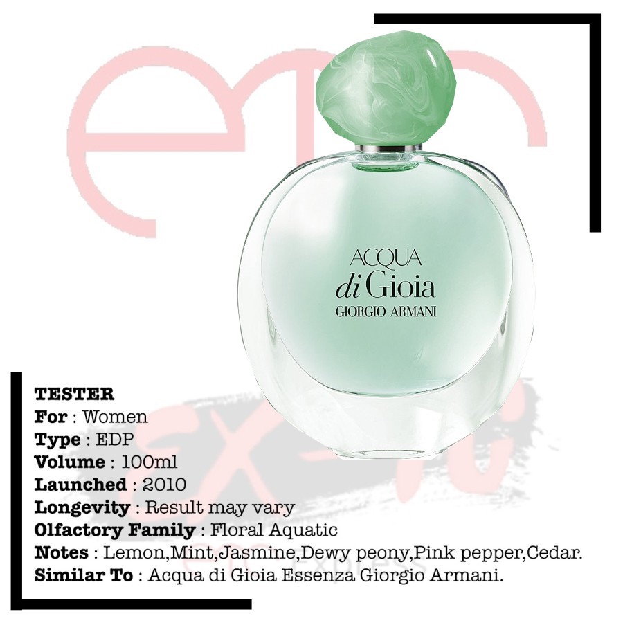 Giorgio Armani Acqua Di Gioia For Women Edp 100ml Tester Shopee Indonesia Giorgio Armani Acqua Di Gioia For Women Edp 100ml Tester Shopee Indonesia