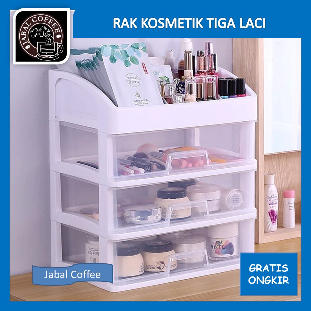 Rak Make Up Susun / Rak Kosmetik Tiga Laci / Rak Midi Cabinet Susun Tiga / Kotak Penyimpanan Serbaguna