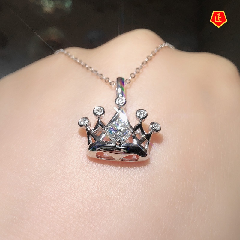 [Ready Stock]Crown Pendant Women's Diamond Necklace Fashionable and Elegant