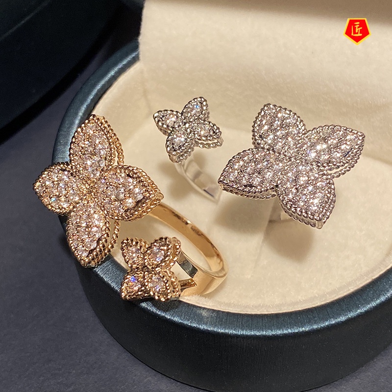 [Ready Stock]Four-Leaf Flower Ring Female Fashion