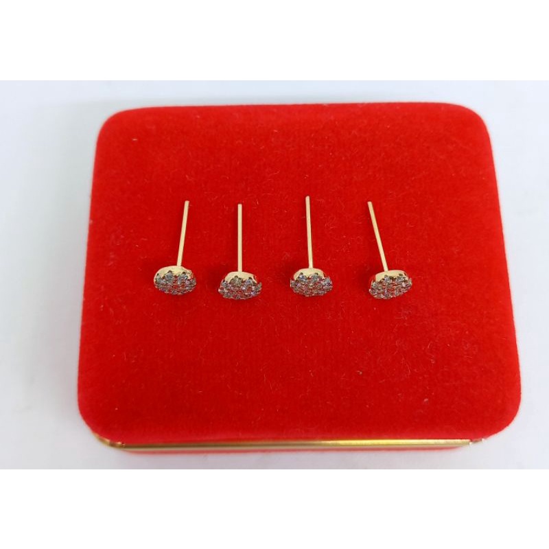 ANTING /GIWANG PERAK ASLI 925 LAPIS EMAS/GIWANG BULAT MATA PUTIH/GIWANG ASLI SILVER/PERHIASAN ANTING GIWANG PERAK 925 ASLI