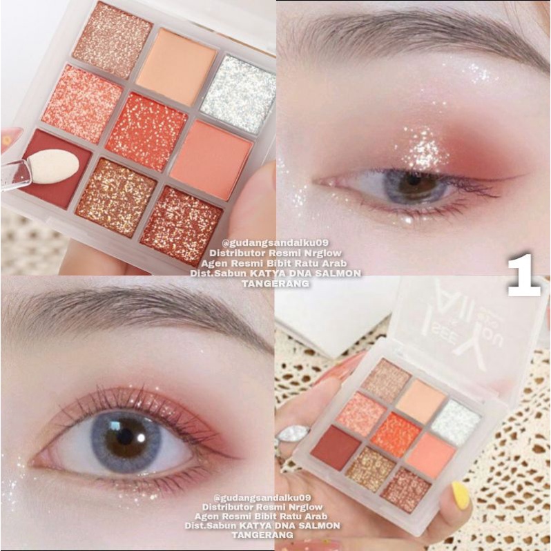 Eyeshadow matte,eyeshadow shimmer gliter,eyeshadow waterproof,tahan lama,Eyeshadow 9 warna,Eyeshadow korean look