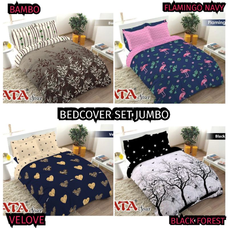 MERK FATA® - BED COVER JUMBO MOTIF MINIMALIST UK 180X200 & 160X200 (BEDCOVER SET)