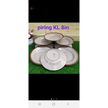 Piring Keramik KL Coklat List Coklat Lucky 8 dim Dapat 1 lusin