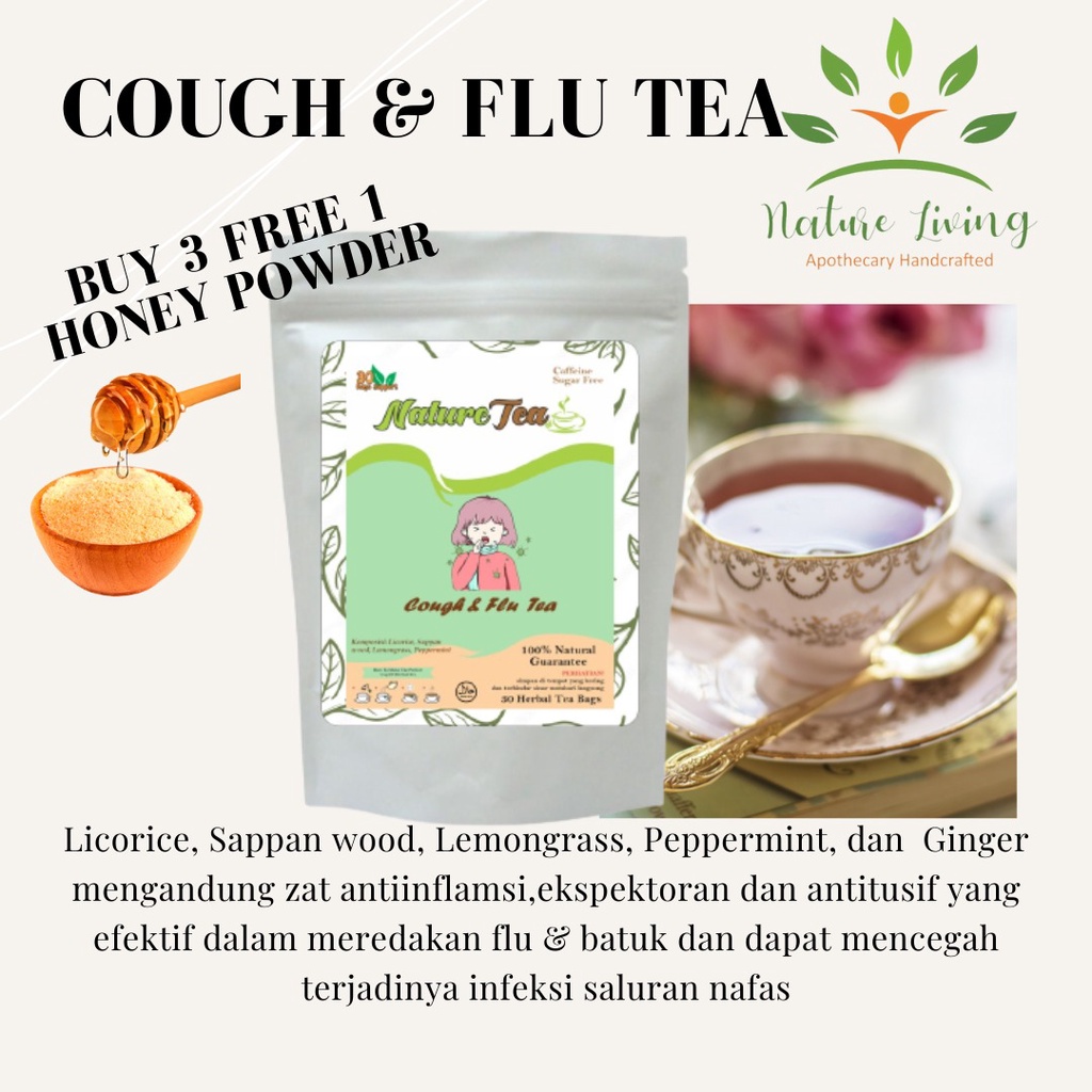 

Premium Teh Celup Batuk Flu (Cough and Flu Herbal Tea) isi 30 tea bag (kantong teh) - Nature Tea by Nature Living - Teh mengatasi flu dan batuk