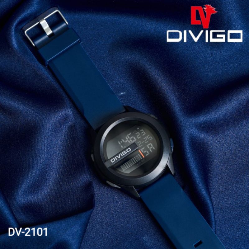 (Terima Cod)Jam Tangan Pria Divigo Karet Digital Anti Air/Water Resist Strap Rubber /Karet(Dikirin Jakarta)