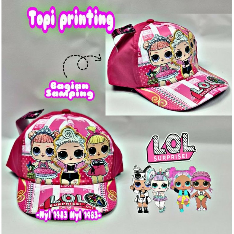 topi anak print/topi baseball perempuan litlepony/ LOL