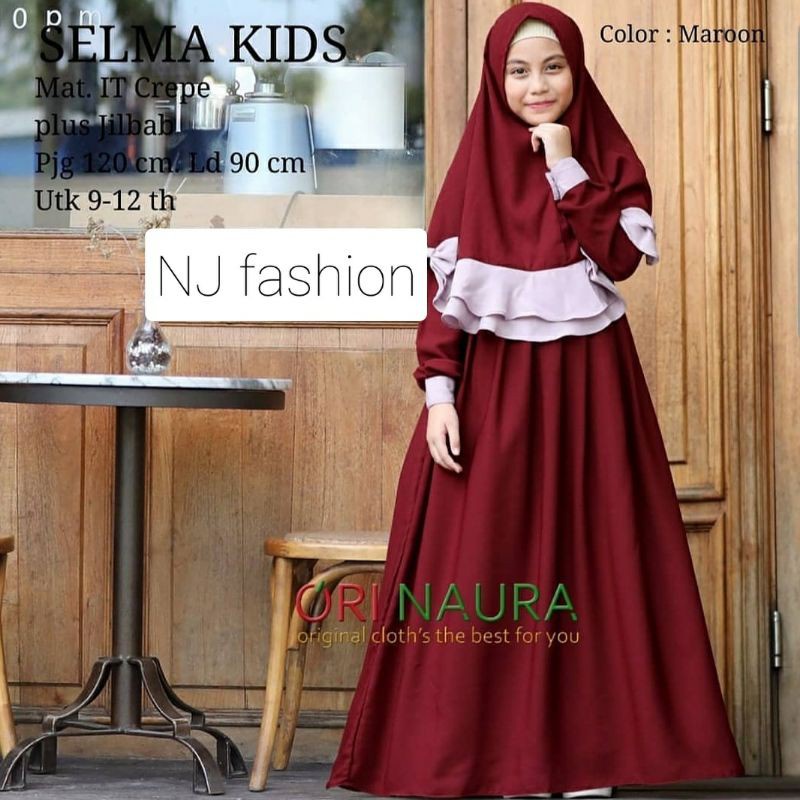 Gamis Anak Perempuan Set Khimar Umur 10 11 12 Tahun Kelas 4 5 6 SD Pakaian Kids Set Hijab Kado Ultah