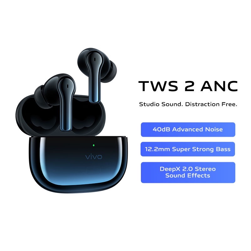 Vivo TWS 2 ANC Earphone Bluetoth Vivo TWS 2e Feather light WaIGHT 12.2mm Super Strong Bass Garansi Resmi Gratis Ongkir murah