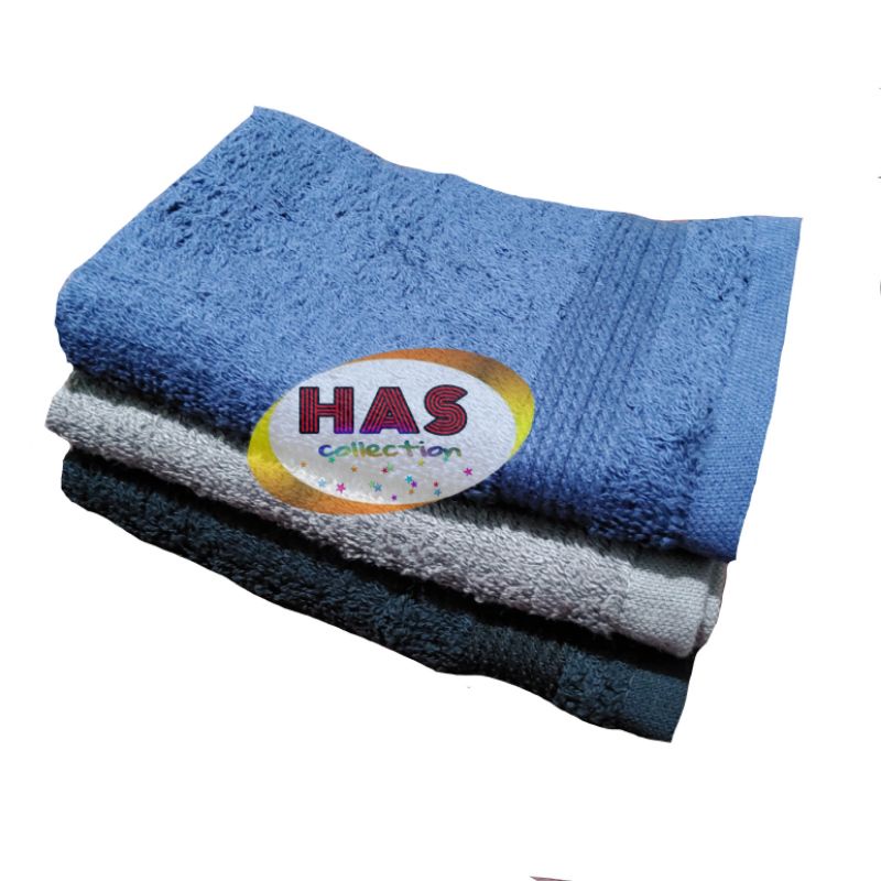 Sapu Tangan Handuk / Handuk Muka /  Wajah Polos Katun uk 30x30 Cm