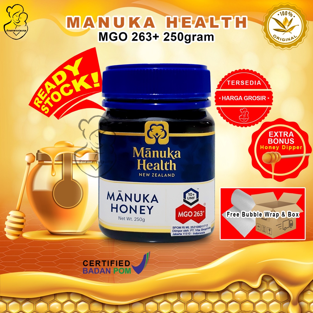 BPOM Manuka Health MGO 30+ 100+ 115+ 250 gram 500gr  madu honey  115 100 + 500 g gr gram new Zealand