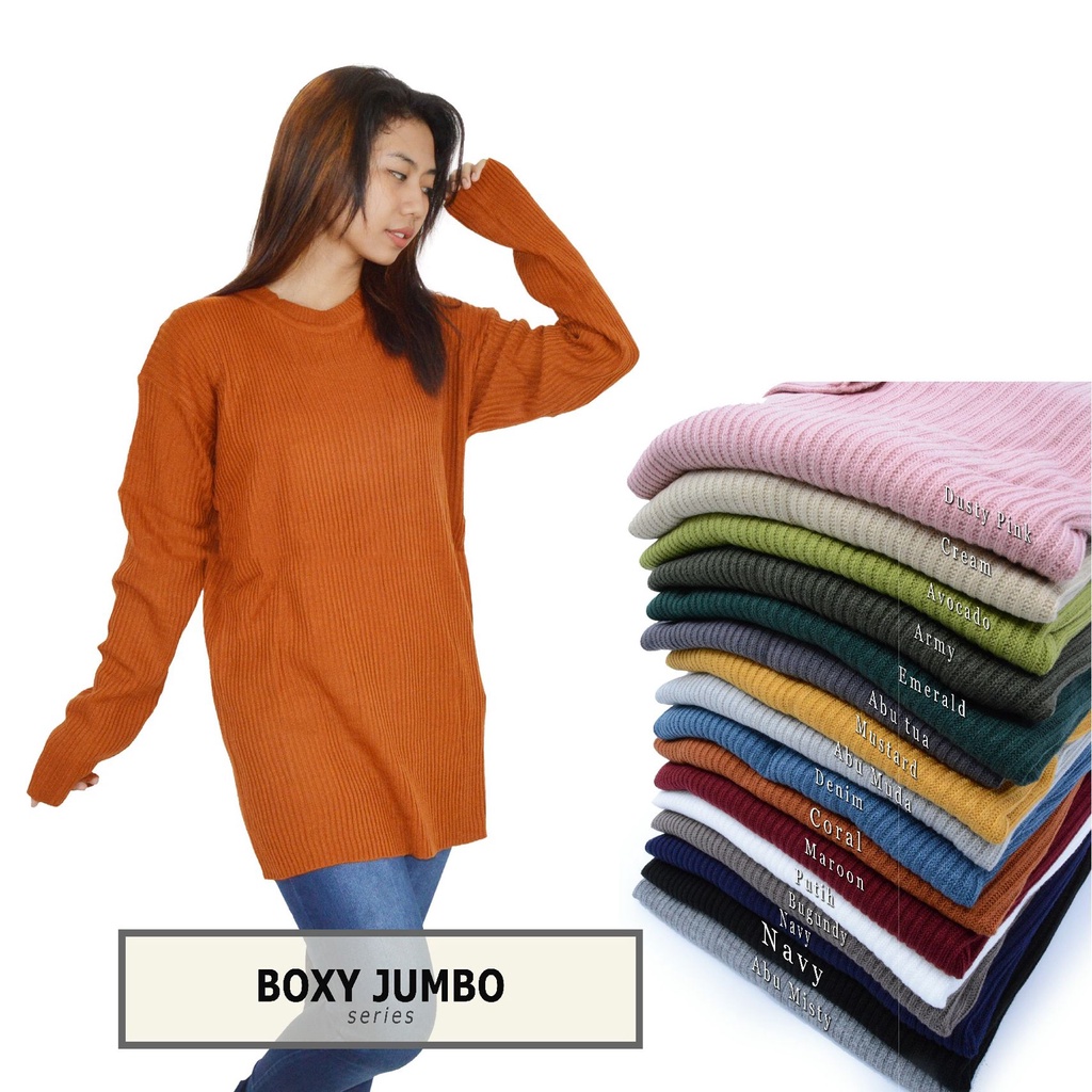 BOXY JUMBO PREMIUM / sweater rajut wanita / sweater rajut jumbo XXL