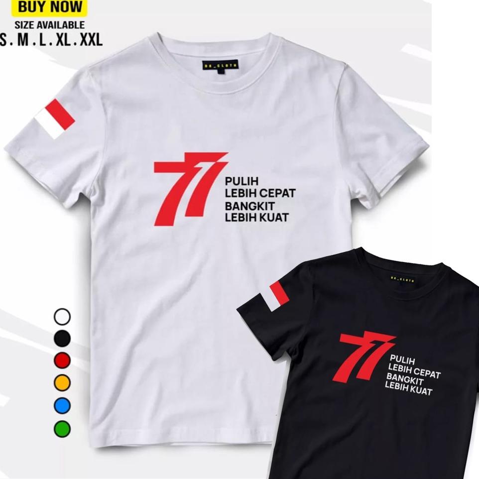 "Who31au22q" KAOS HUT RI 17 AGUSTUS 77 PULIH LEBIH CEPAT BANGKIT LEBIH KUAT T-SHIRT UNISEX MERAH PUT