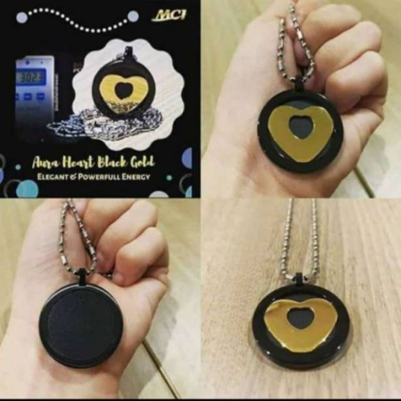 Kalung Kesehatan Termurah - NEW PENDANT AURA HEART BLACK GOLD ORIGINAL BY MCI