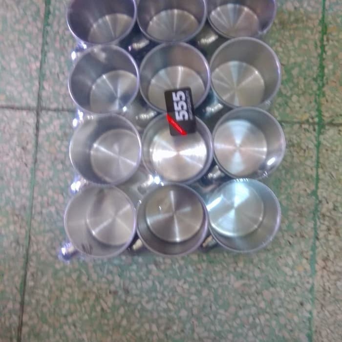 6Pcs Cangkir Stainless Steel 7cm / Mug Air Minum 7 Cm / Gelas Kopi Gagang