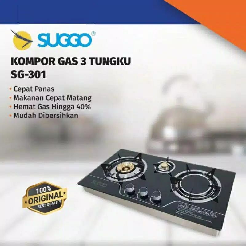 Kompor Gas 3 Tungku Tanam Suggo SG-301